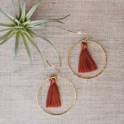 Silvina Brass and Tassel Earrings - Smoked Paprika - image1